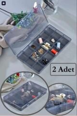2'li Çok Amaçlı Şeffaf Organizer Kutusu - 18 Bölmeli