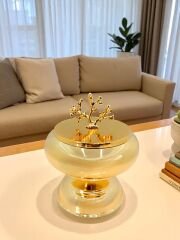 Gold Ağaç Figürlü Ayaklı Dekoratif Kase – 2’li Set