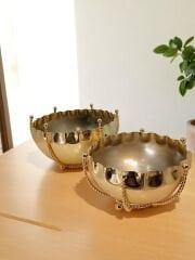 2’li Gold Burgu Desenli Dekoratif Vazo Seti