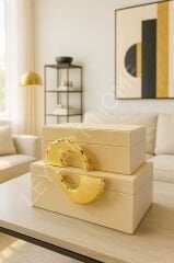 2'li Altın Güneş Detaylı Modern Kutu