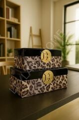 2'li Leopar Detay Dekoratif Kutu