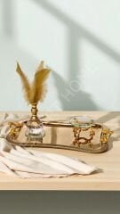 Çelik Kahve Sunum Tepsisi Gold tepsi