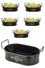 Potato Mini Oval Patates & Cips Sunumluk 21 cm – 6’lı Set