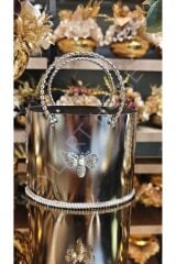 Çanta saksı- Altın Arı Figürlü Dekoratif Metal saksı