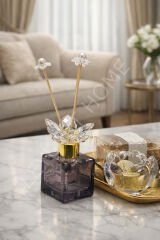 Füme Kristal Taşlı ve Altın Detaylı Koku Şişesi