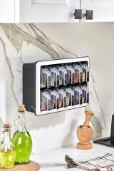 Standlı 12 Li Kendinden Yapışkanlı Kaşıklı Kapaklı Baharatlık Takımı-etiketli Baharatlık