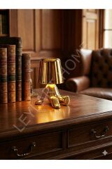 Altın Düşünen Adam - Dokunmatik ve Şarjlı Tasarım Masa Lambası