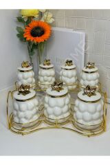 Bubble Gold Standlı Porslen Baharat Takımı