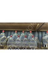 Siyah Beyaz Gold Standlı Porselen Baharatlık