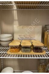 Bambu Standlı 6 Lı Borosilikat Cam Saklama Kabı