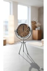 Metal Krom Dekoratif Hediyelik Ayaklı Masa Saati