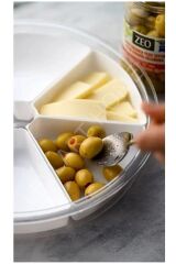 360° Dönen Kapaklı 6 Bölmeli Üçgen Kahvaltılık & Sunumluk Seti