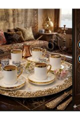 Gold Porselen Türk Kahvesi Fincan Takımı - 6'lı Gold Fincan